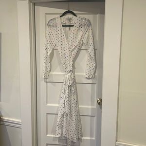 Never Fully Dressed metallic polka dot wrap dress